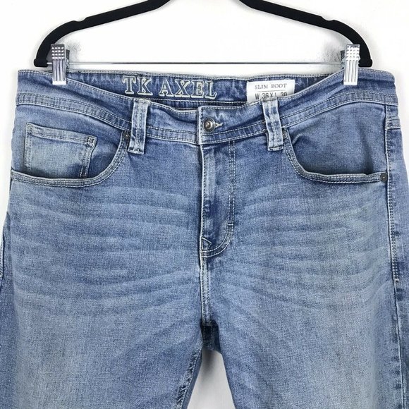 TK Axel Slim Boot Cut Jeans Blue Denim Stretch - Picture 6 of 11